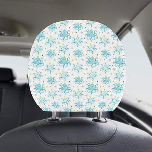 Octopus Blue Pattern Car Headrest Cover