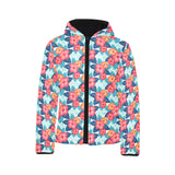 Hibiscus Pattern Print Design 05 Kids' Boys' Girls' Padded Hooded Jacket