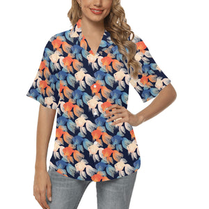 Goldfish Pattern Print Design 04 Women's All Over Print Hawaiian Shirt