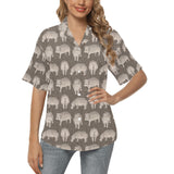 Hippopotamus Pattern Print Design 04 Women's All Over Print Hawaiian Shirt