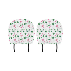 Pink Lotus Waterlily Flower Pattern Car Headrest Cover