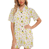 Tea pots Pattern Print Design 03 Women's V-Neck Short Pajama Set