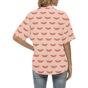 Sausage Pattern Print Design 01 Women's All Over Print Hawaiian Shirt