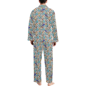 Hummingbird Pattern Print Design 02 Men's Long Pajama Set