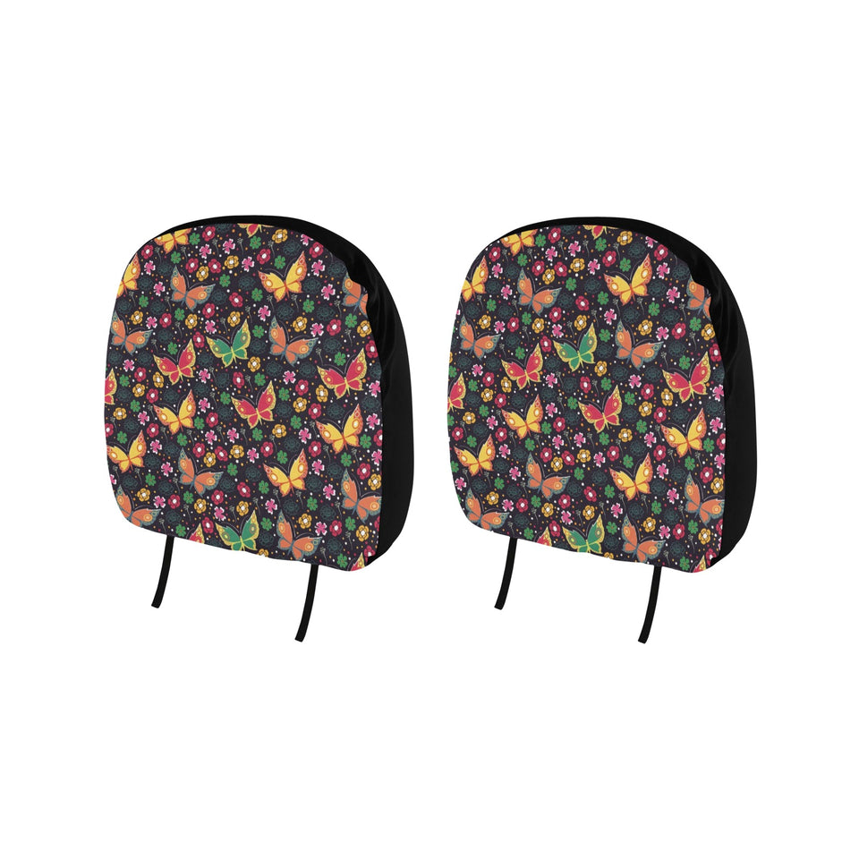 Butterfly Flower Pattern Car Headrest Cover