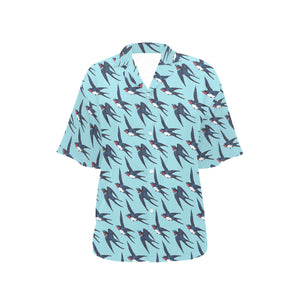 Swallow Pattern Print Design 01 Women's All Over Print Hawaiian Shirt