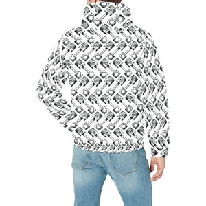 Engine Piston Pattern Print Design 03 Men's Padded Hooded Jacket(ModelH42)