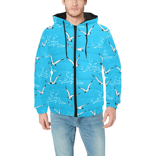 Seagull Pattern Print Design 05 Men's Padded Hooded Jacket(ModelH42)