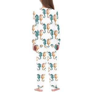 Seahorse Pattern Background Kids' Boys' Girls' All Over Print Pajama Set