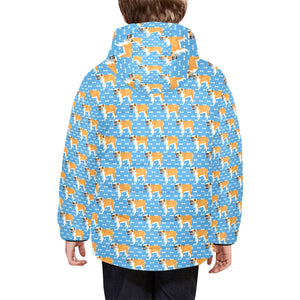 English Bulldog Pattern Print Design 04 Kids' Boys' Girls' Padded Hooded Jacket