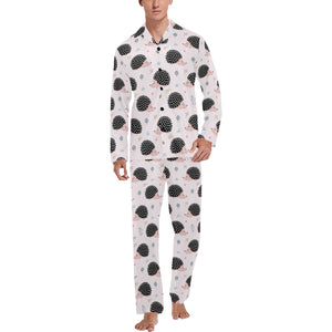 Hedgehog Pattern Print Design 04 Men's Long Pajama Set