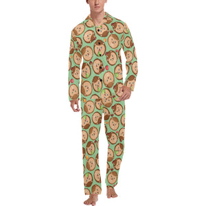 Hedgehog Pattern Print Design 01 Men's Long Pajama Set