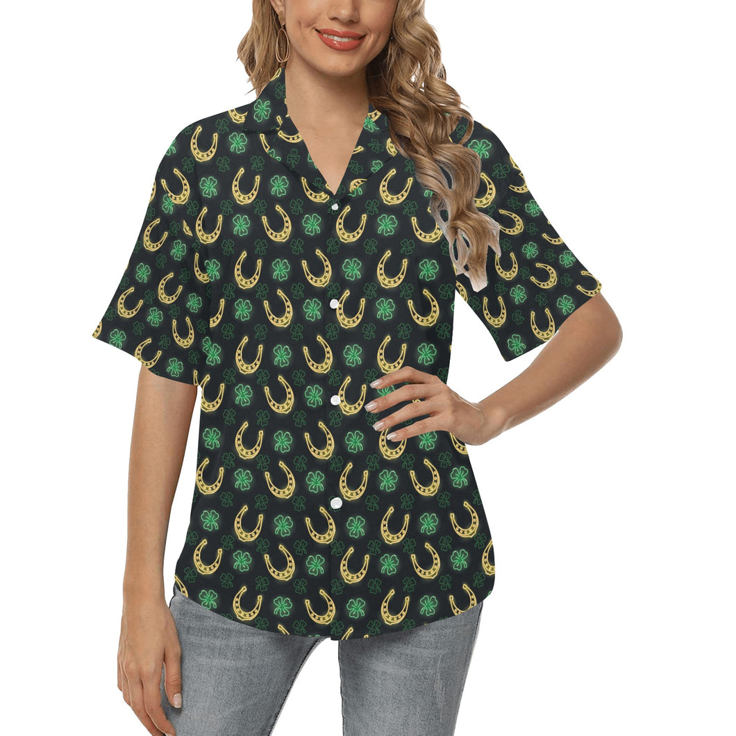 Horseshoes Pattern Print Design 04 Women's All Over Print Hawaiian Shirt