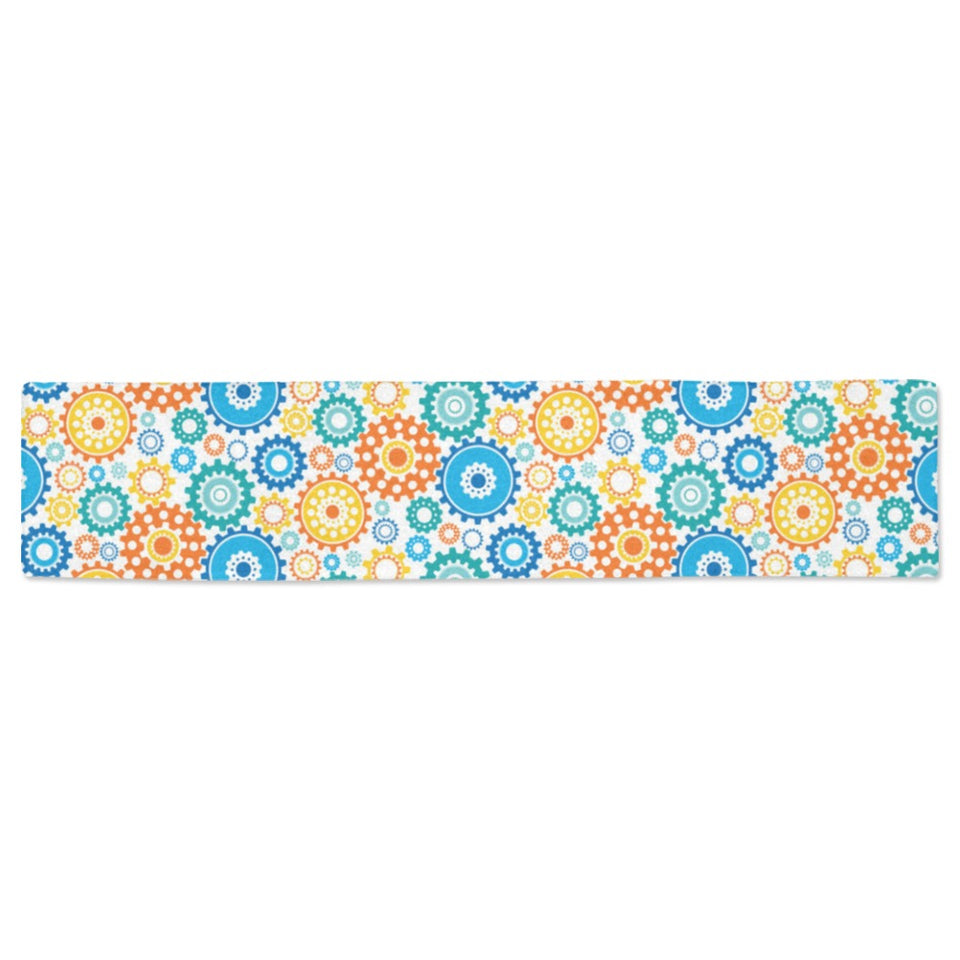 Gear Pattern Print Design 04 Table Runner