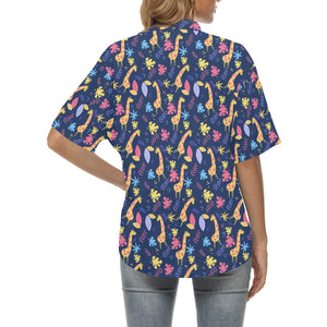 Giraffe Pattern Print Design 04 Women's All Over Print Hawaiian Shirt