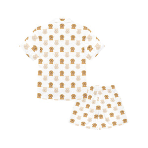 Golden Retriever Pattern Print Design 03 Kids' Boys' Girls' V-Neck Short Pajama Set