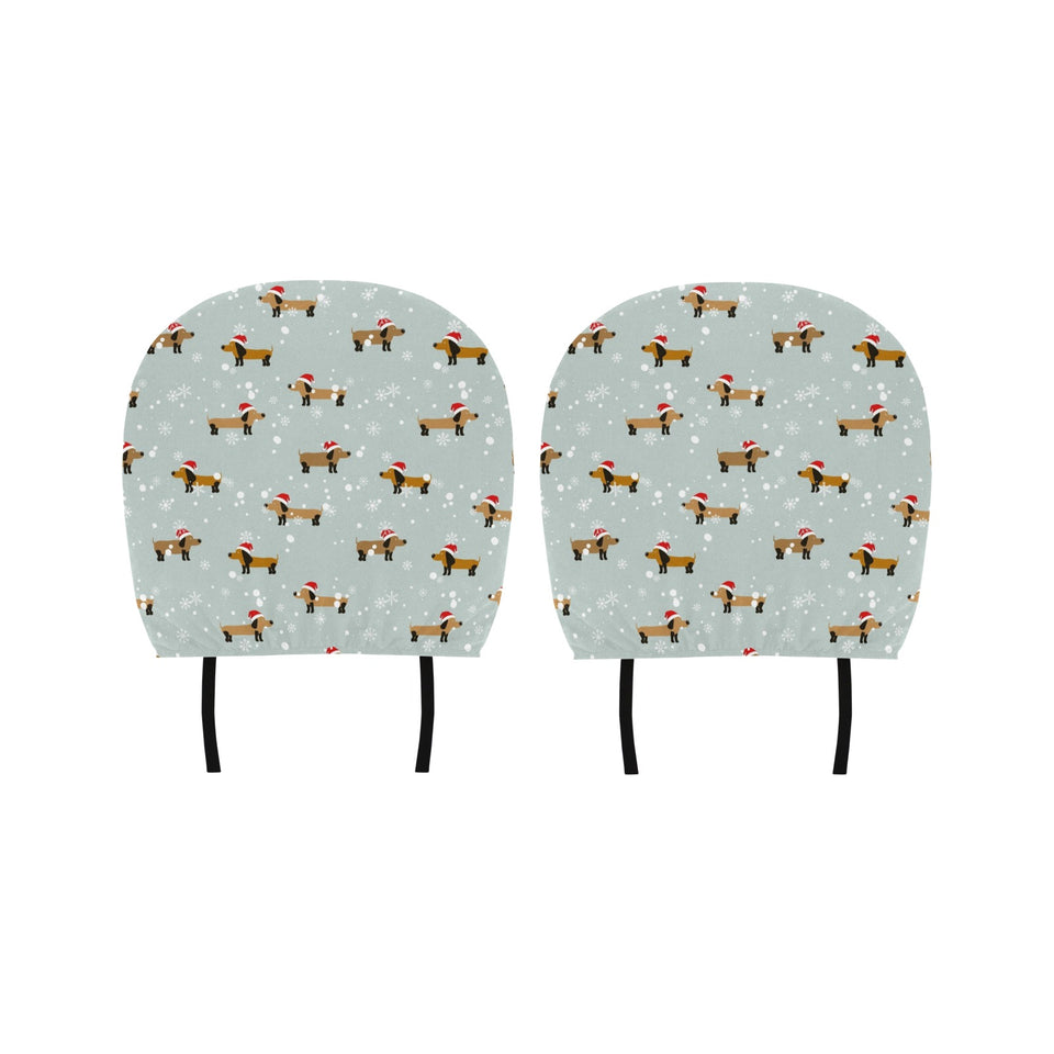 Dachshund Chirstmas Pattern Car Headrest Cover