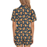 Squirrel Pattern Print Design 05 Women's V-Neck Short Pajama Set