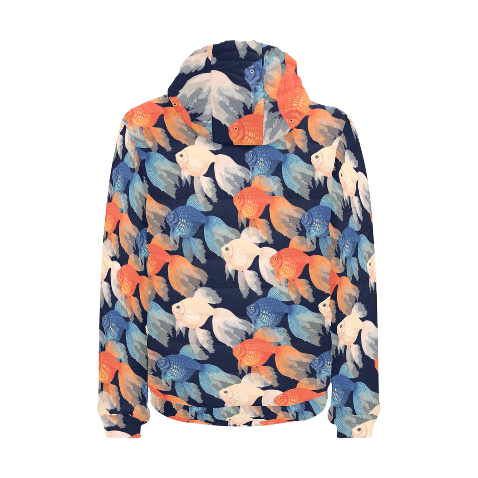 Goldfish Pattern Print Design 04 Men's Padded Hooded Jacket(ModelH42)