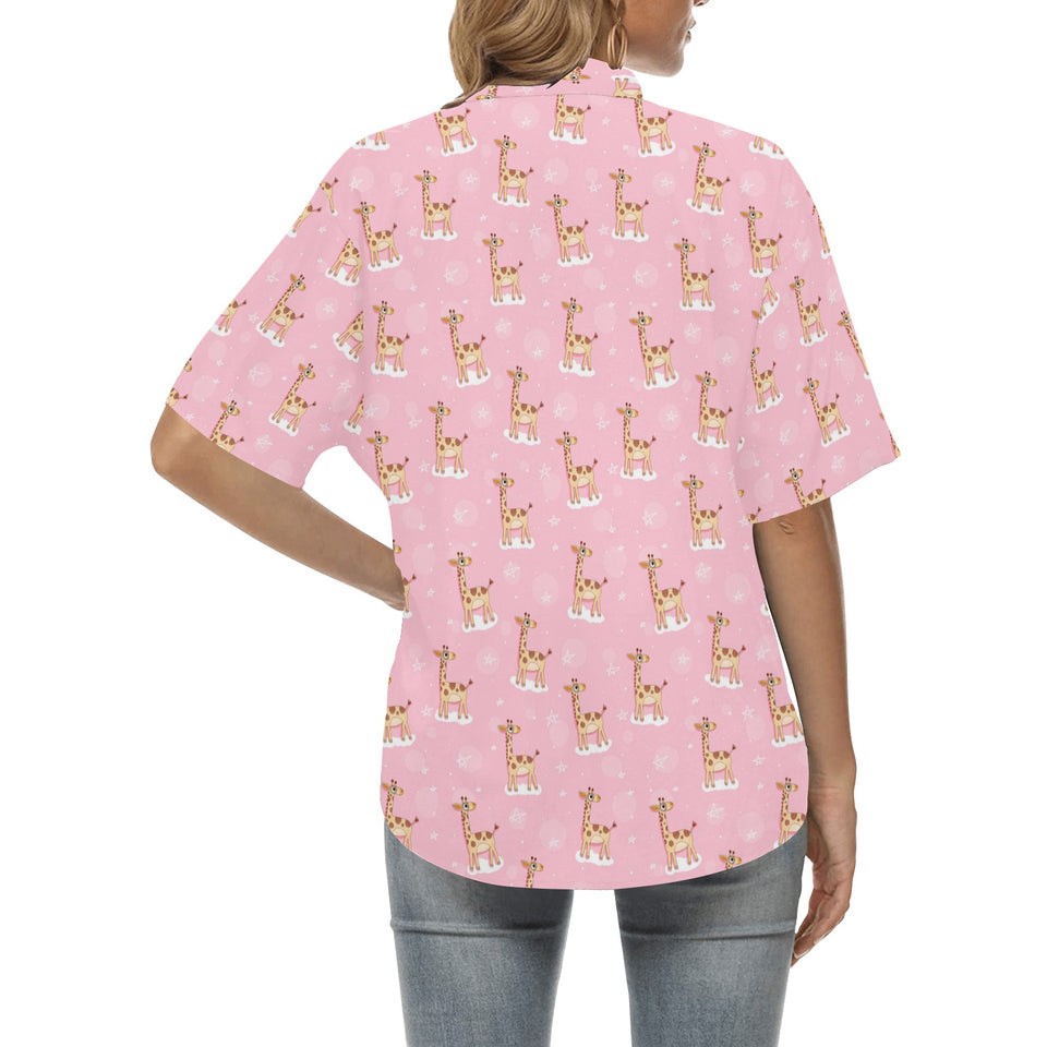 Giraffe Pattern Print Design 01 Women's All Over Print Hawaiian Shirt