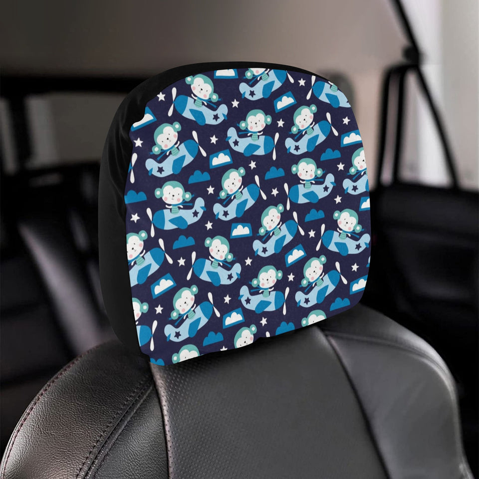 Monkey in Airplane Pattern Car Headrest Cover