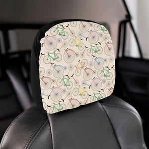 Bicycle Pattern Print Design 04 Car Headrest Cover