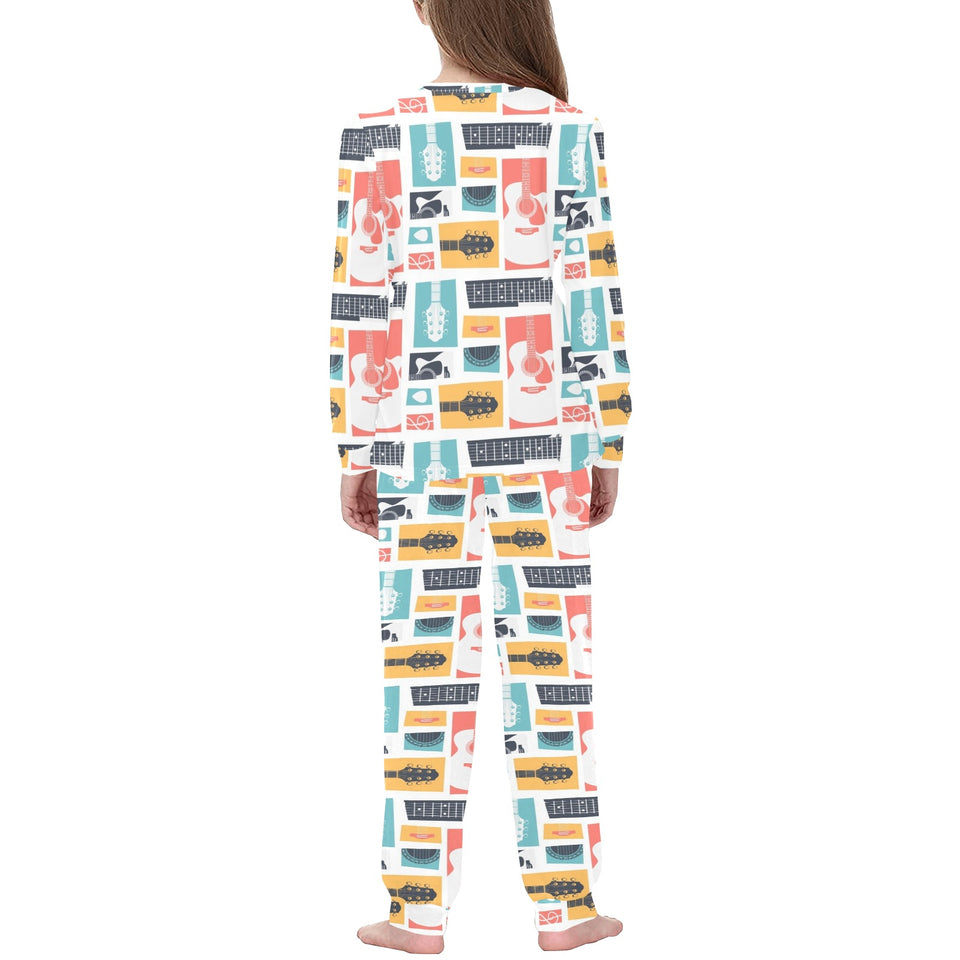 Guitar Pattern Background Kids' Boys' Girls' All Over Print Pajama Set