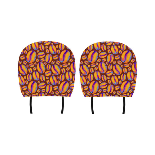 Coffee Bean Pattern Background Car Headrest Cover