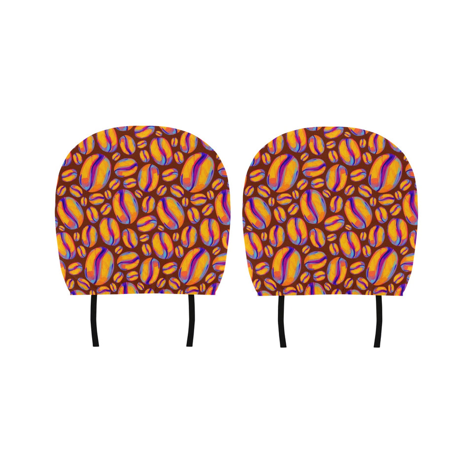 Coffee Bean Pattern Background Car Headrest Cover