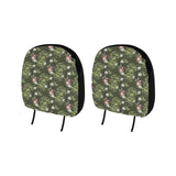 Green Dragon Rose Flower Pattern Car Headrest Cover