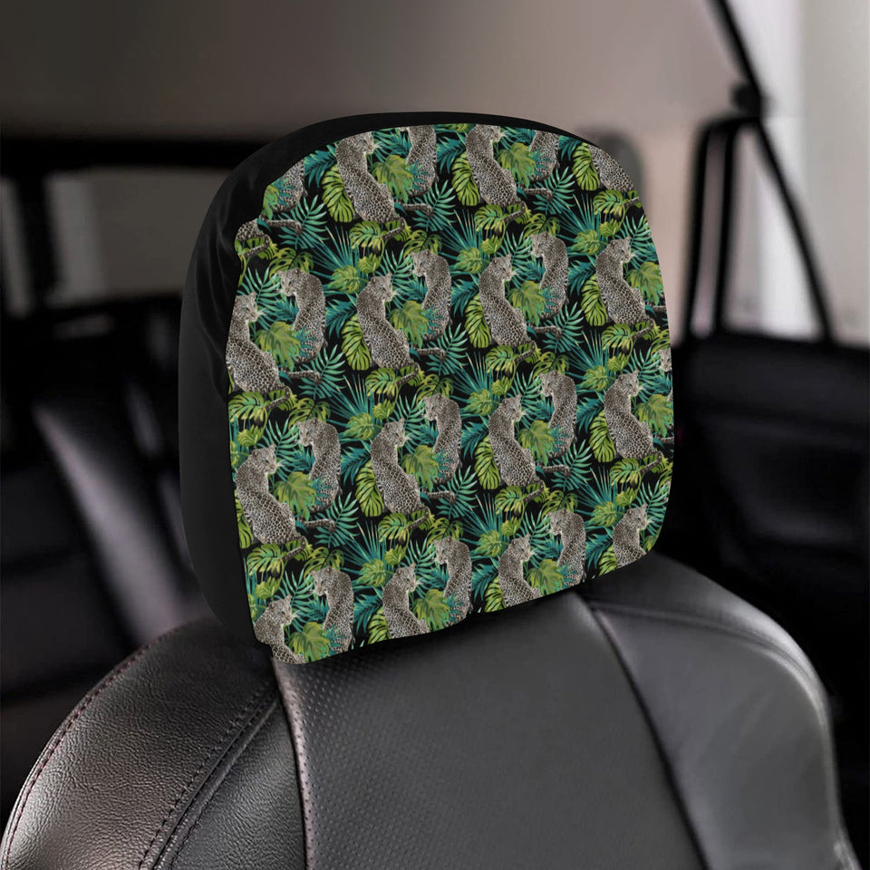 Leopard Leaves Pattern Car Headrest Cover