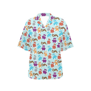 Teddy Bear Pattern Print Design 03 Women's All Over Print Hawaiian Shirt