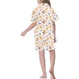 Teddy Bear Pattern Print Design 01 Kids' Boys' Girls' V-Neck Short Pajama Set