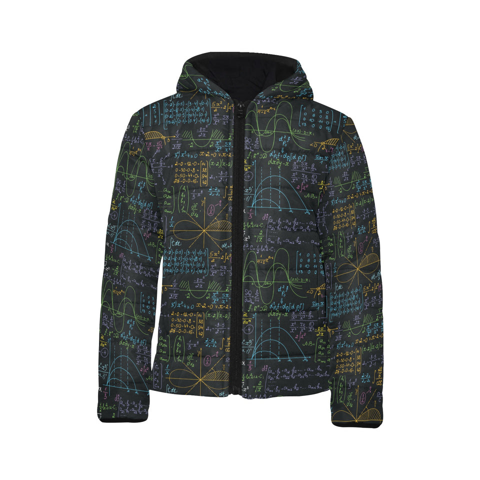 Math Pattern Print Design 04 Kids' Boys' Girls' Padded Hooded Jacket