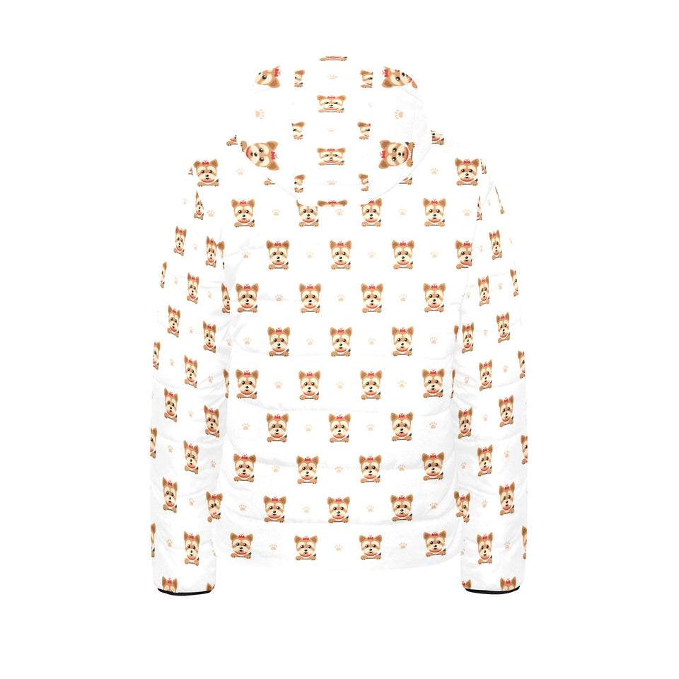 Yorkshire Terrier Pattern Print Design 03 Kids' Boys' Girls' Padded Hooded Jacket