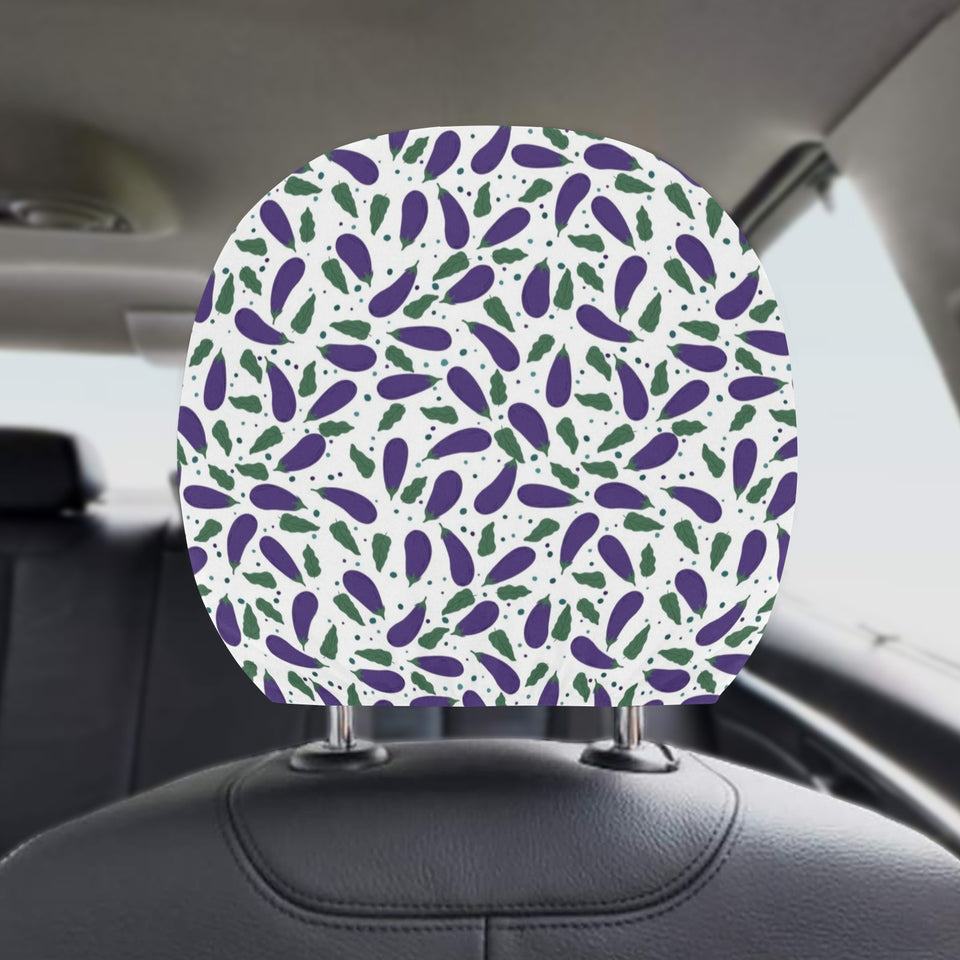 Eggplant Pattern Print Design 05 Car Headrest Cover