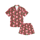 Pig Pattern Print Design 01 Kids' Boys' Girls' V-Neck Short Pajama Set