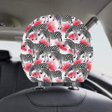 Zebra Red Hibiscus Pattern Car Headrest Cover