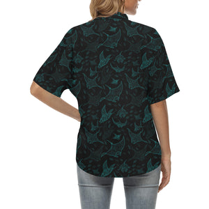 Stingray Pattern Print Design 02 Women's All Over Print Hawaiian Shirt