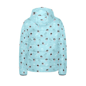 Ostrich Pattern Print Design 05 Kids' Boys' Girls' Padded Hooded Jacket