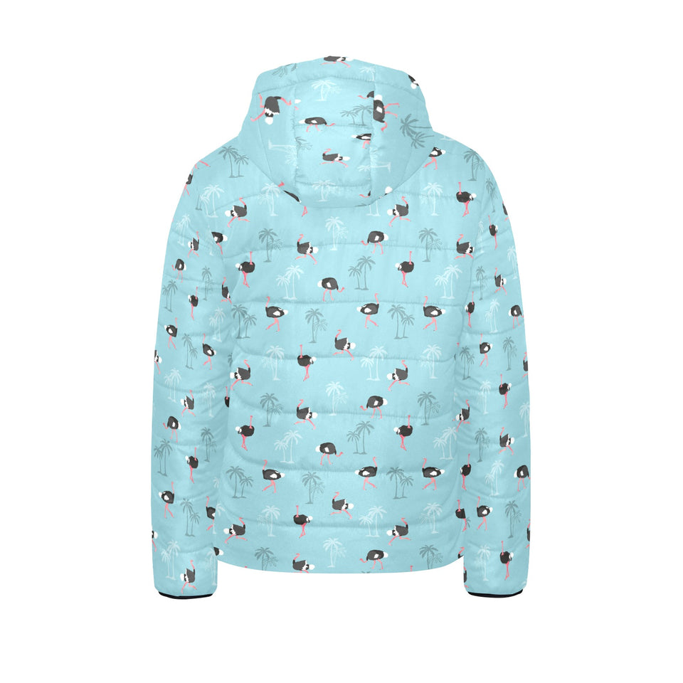 Ostrich Pattern Print Design 05 Kids' Boys' Girls' Padded Hooded Jacket