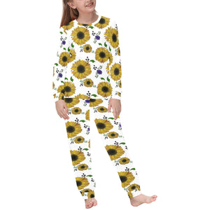 Sunflower Pattern Background Kids' Boys' Girls' All Over Print Pajama Set