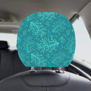 Coral Reef Pattern Print Design 01 Car Headrest Cover