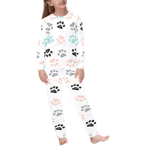 Dog Paws Pattern Print Design 02 Kids' Boys' Girls' All Over Print Pajama Set