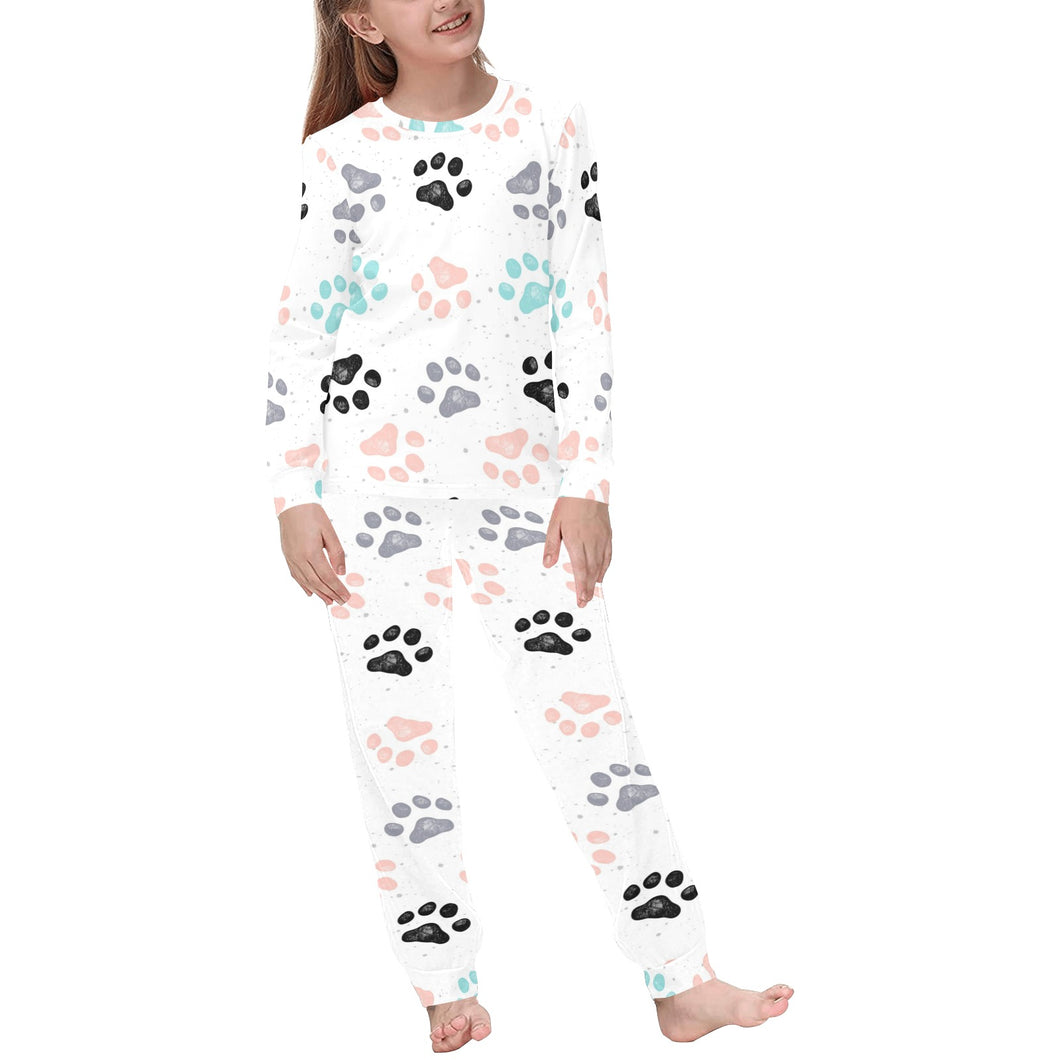 Dog Paws Pattern Print Design 02 Kids' Boys' Girls' All Over Print Pajama Set