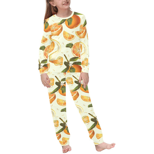 Orange Pattern Kids' Boys' Girls' All Over Print Pajama Set