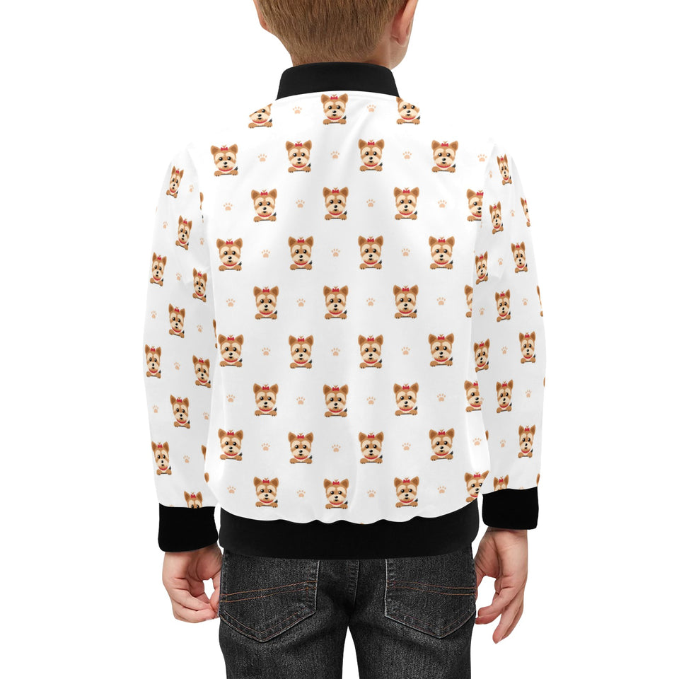 Yorkshire Terrier Pattern Print Design 03 Kids' Boys' Girls' Bomber Jacket