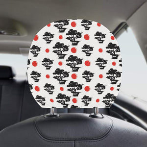 Black Bonsai Pattern Car Headrest Cover