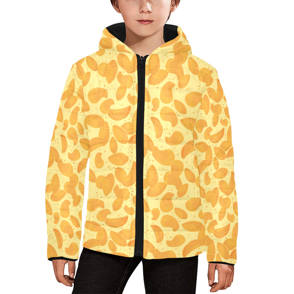 Potato Chips Pattern Print Design 04 Kids' Boys' Girls' Padded Hooded Jacket