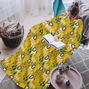 Lion Pattern Print Design 01 Blanket Robe with Sleeves